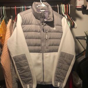 The North Face Grey + White Zip Up Jacket